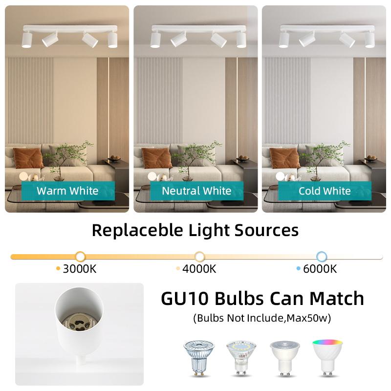 GU10 Ceiling Pendant Lamp Led Spot Lighting for Living Room Decor Kitchen Adjustable Angle Chandelier LED Track Ceiling Light