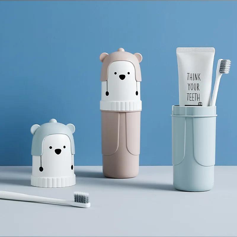 Cute Portable Toothbrush Holder Box Travel Toothbrush Cup Mouthwash Cup Toothpaste Storage Container Bathroom Outdoor Supplies
