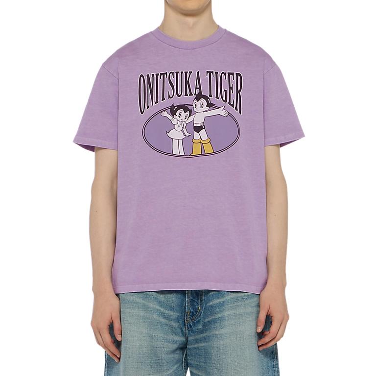 ONITSUKA TIGER Мужская футболка с мультяшным принтом, круглым вырезом и короткими рукавами, унисекс, 2183B572-500