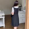 Large size women's clothing polka dot sister small black dress summer new meat covering long short dress 250413