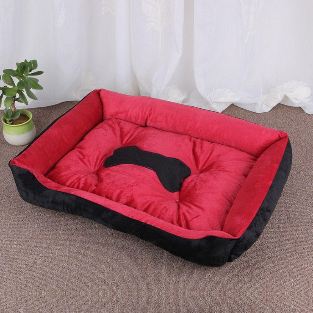 Soft Winter Bone Pattern Dog Nest Comfortable Dog Baskets Bed Warm Dog House Dog Sofa Bed  Winter