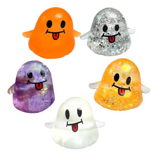 Glitter Ghost Squeeze Toy Stress Relief Transparent Ghost Squeeze Toy Slow Rising Decompression Sensory Fidget Toy Halloween Party