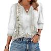 Women's Fashion Casual 3/4 Sleeve Print Shirt Women's V-Neck Tops