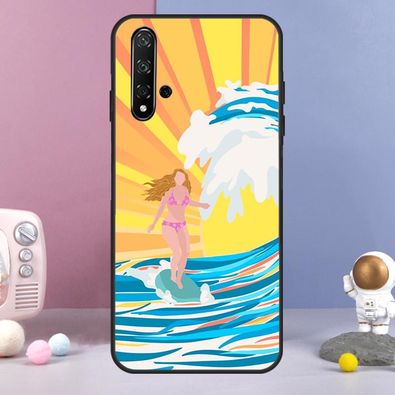 Surfing Art Surf Girl For Huawei Nova Y70 Y90 Y60 Y72 Y73 Y61 Y91 7i 8i 11i 12i 12s 9 10 SE P20 P30 P40 Lite Case
