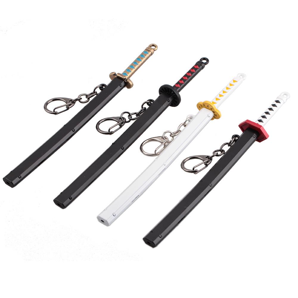 Anime Demon Slayer Sword Keychain Cartoon Blade of Ghost Keyring Sword Model Cosplay Jewelry