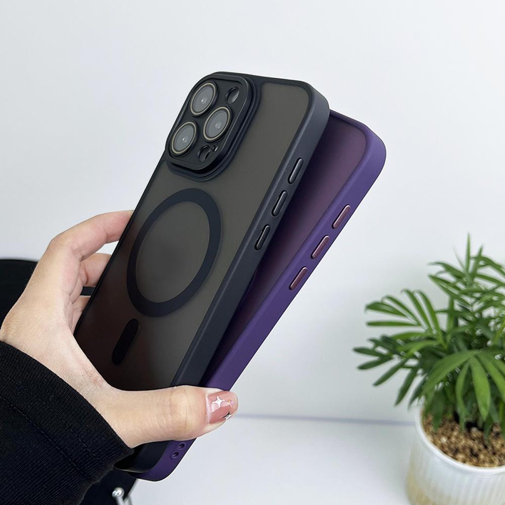 Матовый магнитный прозрачный ультратонкий чехол для iPhone 11 12 13 14 15 16 Pro Max с беспроводной зарядкой Magsafe и пленкой для объектива