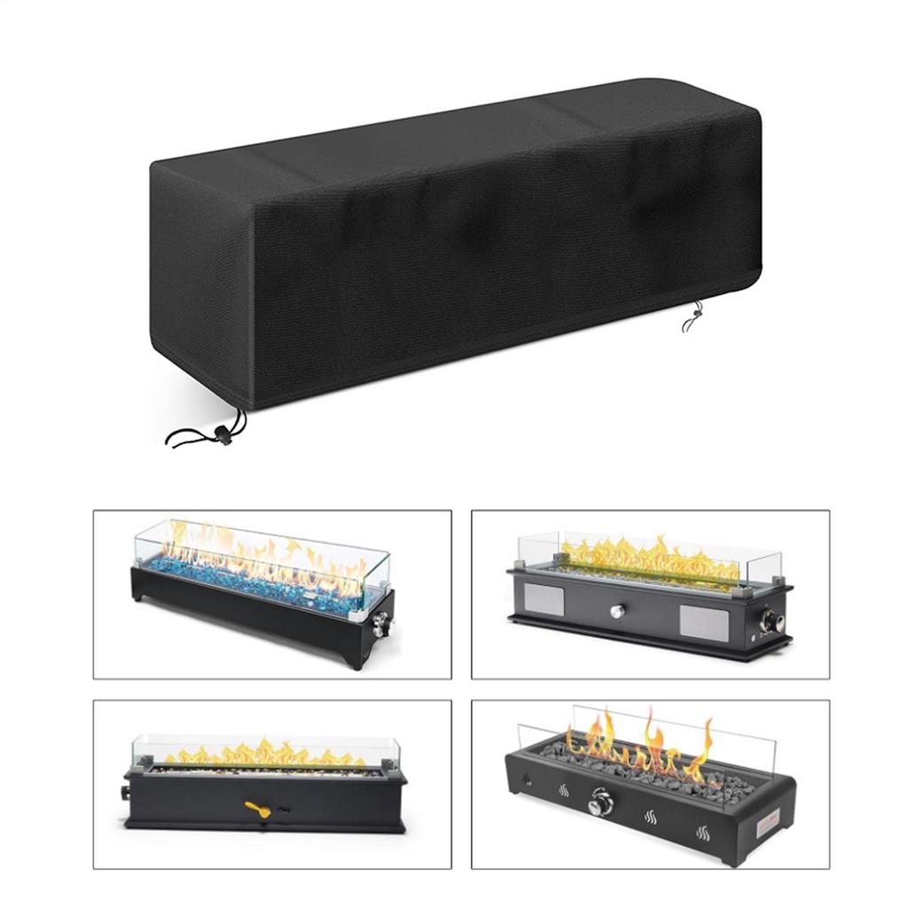 Rectangular Fire Pit Cover 600D Oxford Cloth Tabletop Fire Pit Protection Cover Waterproof Tear-Resistant Cover Outdoor