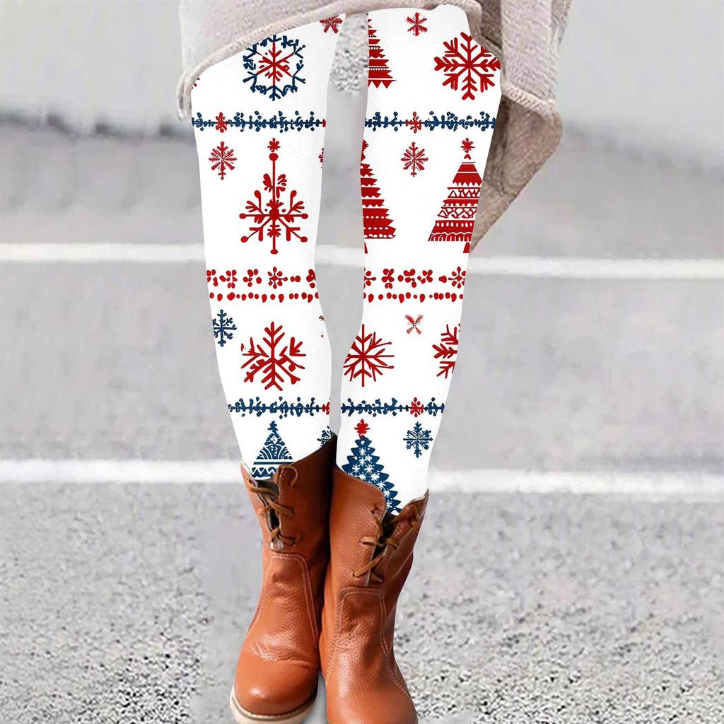 Женские брюки с рождественским принтом, эластичные, мягкие, повседневные, домашние, спальные брюки