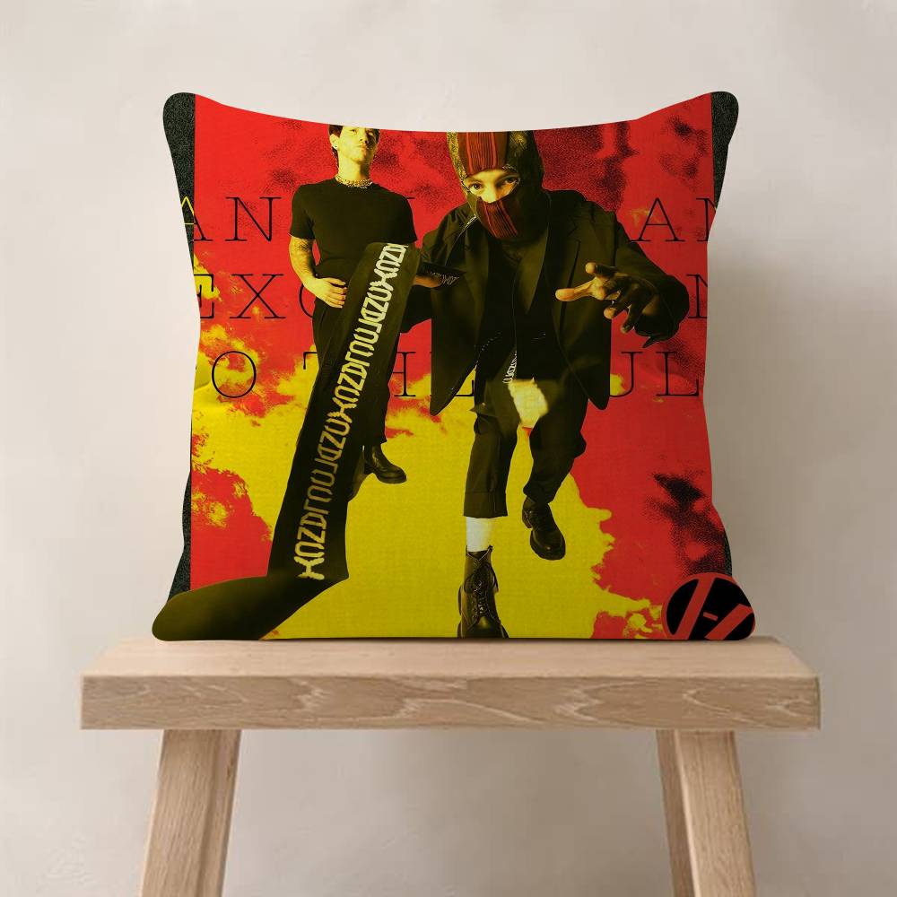 TTwenty One Pilots Band Pillow Covers Cartoon Sofa Decorative Home Doublesided Printing Short Plush Cute Cushion Cover