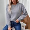 Autumn Winter Vintage Loose Long Sleeve Top Solid Color Cardigan Knitwear O-Neck Sweater