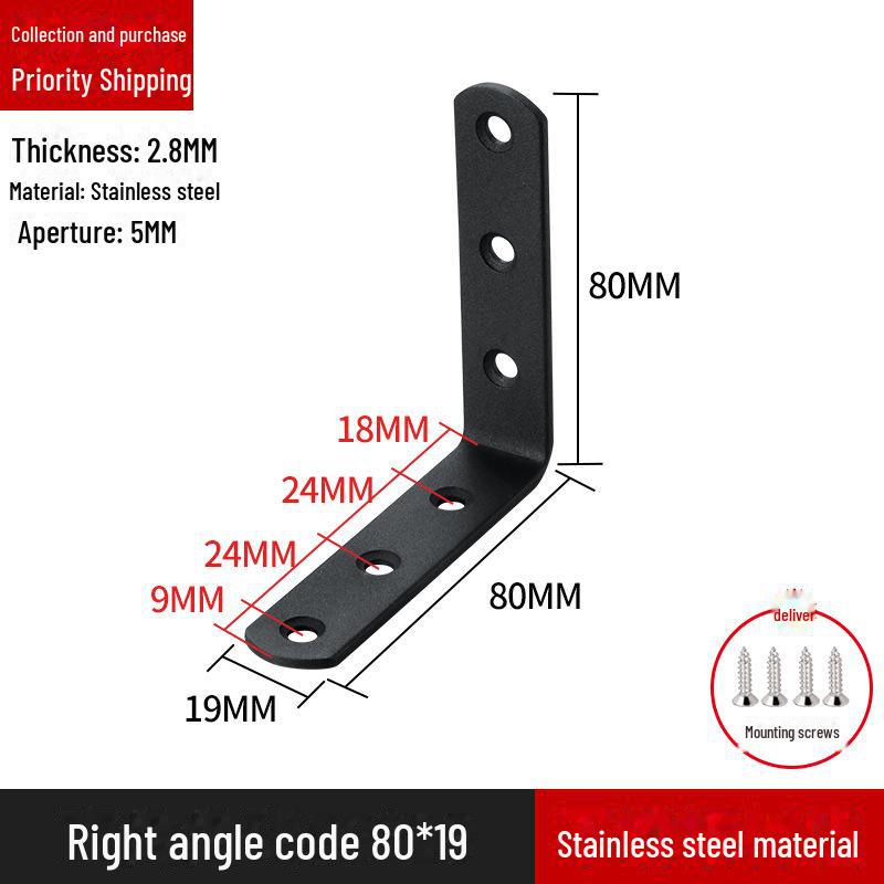 Кронштейн для полок L-образной формы из нержавеющей стали, соединитель под прямым углом 90 градусов