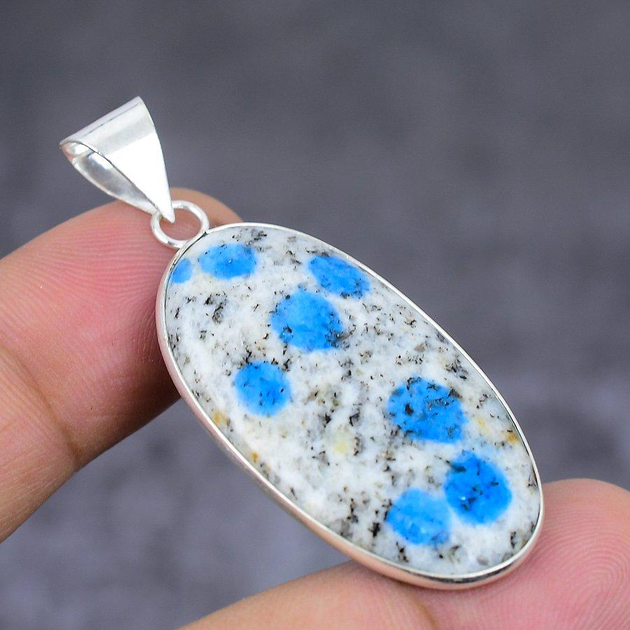 Подвеска из натурального драгоценного камня K2 Blue Azurite из стерлингового серебра 925 пробы 1,85 дюйма L9u96