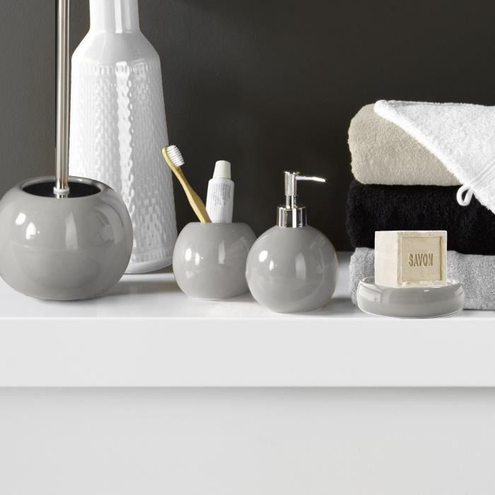 Porte Savon - Bulleas - 10 см - Céramique - Gris clair - 3,5 см