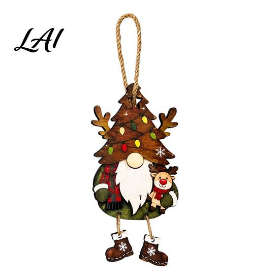Lightweight Wooden Craft 3Pcs/Set Christmas Gnome Hanging Ornaments with Dangling Legs Wall Decoration Tree Hat Decorations for Holiday Decor