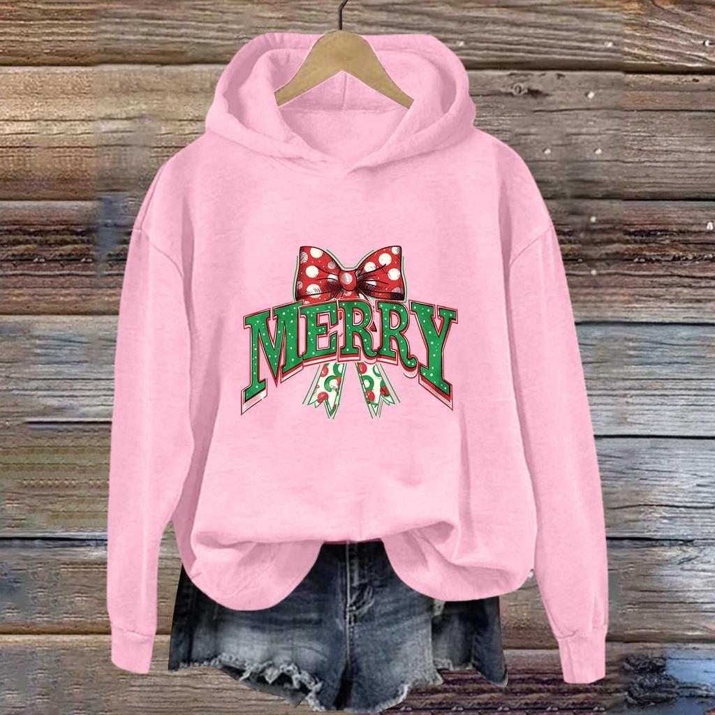 Women's Sweatshirt Sports Christmas Print Pullover Sweatshirt Hoodie Long Sleeve Top Casual Sweatshirt