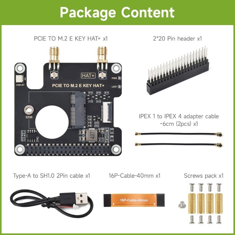 PCle to M.2 E KEY Adapter Board for RPi 5 and various 2230  (M.2 E Key) Wireless Cards Efficient