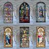 Stained Glass Window Stickers, Privacy Film, Church Style, Static Cling, Decorative Frosted Window Films, Customized Size