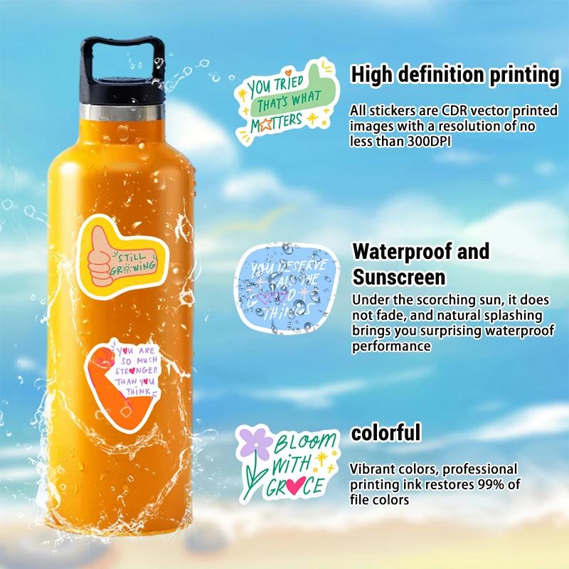 50PCS Inspirational Quote Stickers Waterproof Vinyl Motivational Words Decals for Water Bottle Journaling