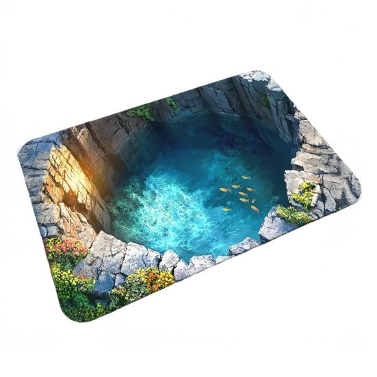 3D Visual Deception Doormat Optical Illusion Non-Slip Floor Mat Absorbent Endless Abyss Machine Washable Rug for Bathroom Bedroom Camping Yoga