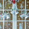 Christmas White Bell Ornament Vintage Rustic Jingle Bell Door Hanger with Artificial Flocking Tree Xmas Hanging Decoration for Holiday Tree Home Decor