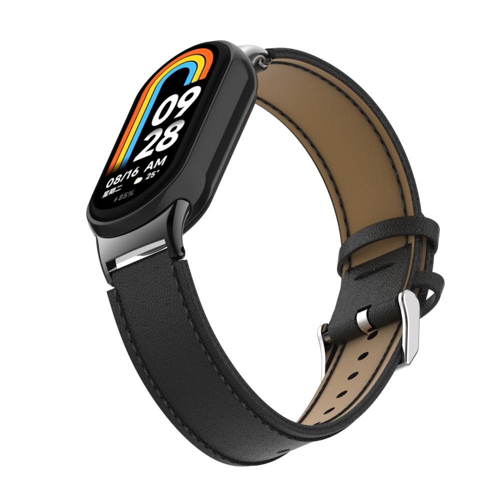 For For Xiaomi Smart Band 9 NFC/Band 9/Band 8 NFC/Band 8 Watch Strap Leather Watch Band Bracelet with Connector