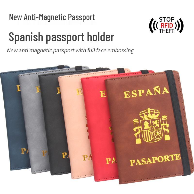 Luxury Spanish Anti-Magnetic Leather Passport Holder with Multi-Card Slots