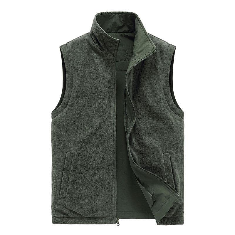Мужской теплый жилет большого размера с добавлением бархата и множеством карманов с обеих сторон для верхней одежды
