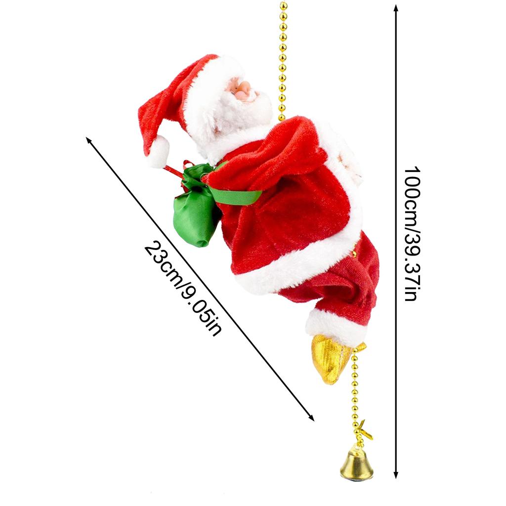 Лазающий Санта Рождественская игрушка с музыкой Автоматическое движение вверх-вниз Украшение для рождественской елки Подвесное украшение 1 м цепочка из бусин