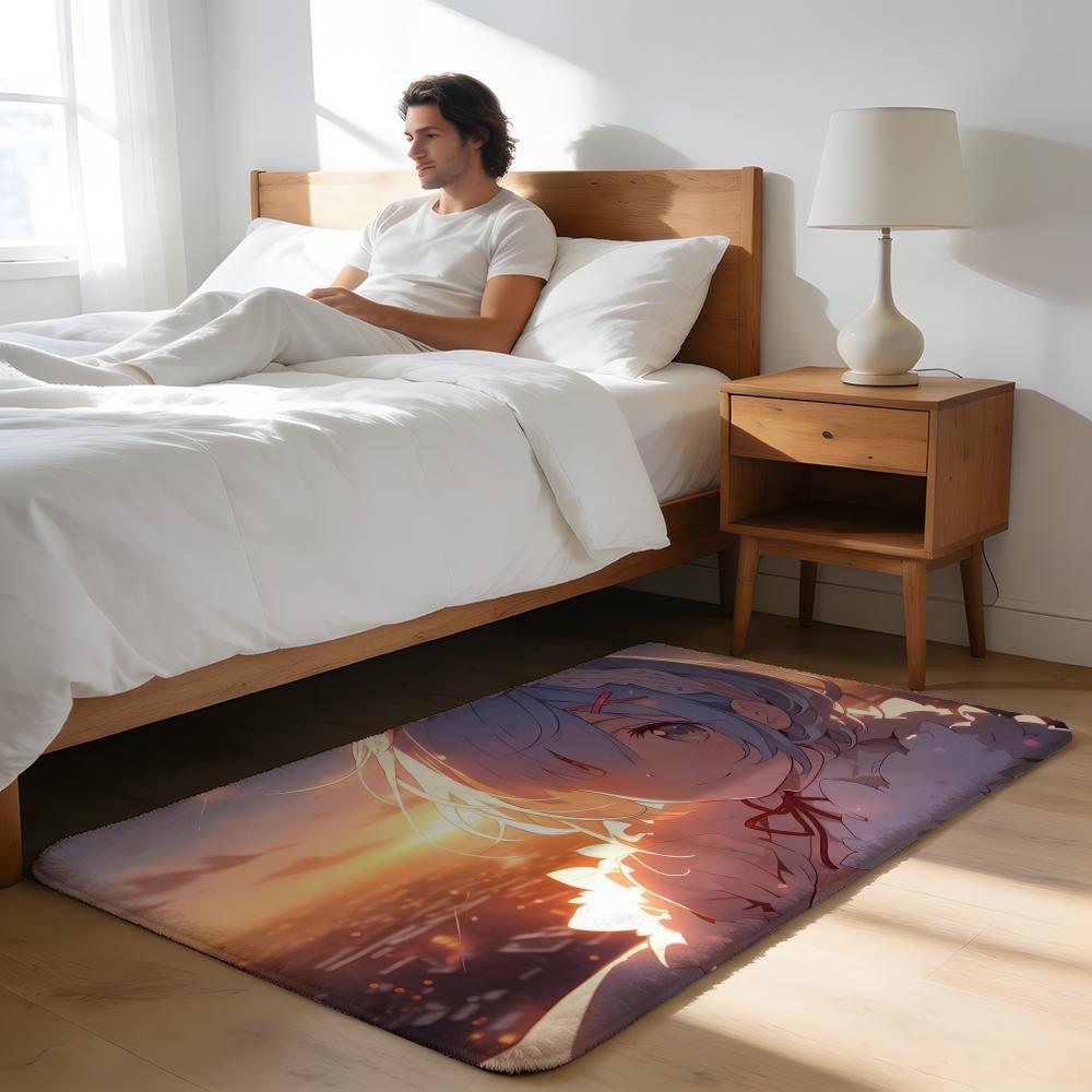 Floor Mat Soft Flannel Rug Non Slip Absorbent Mat for Bathroom Bedroom Home Decor Anime RE ZERO Hanging Bohemian