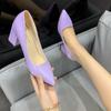 Patent Leather PU Woman Pumps 10cm Square Heels Sexy Party Pointed Toe Luxury Women's Shoes Super Big Size 35-43
