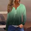 Women's Fashion Casual Printed V-Neck Long Sleeve Button Down T-Shirt Top
