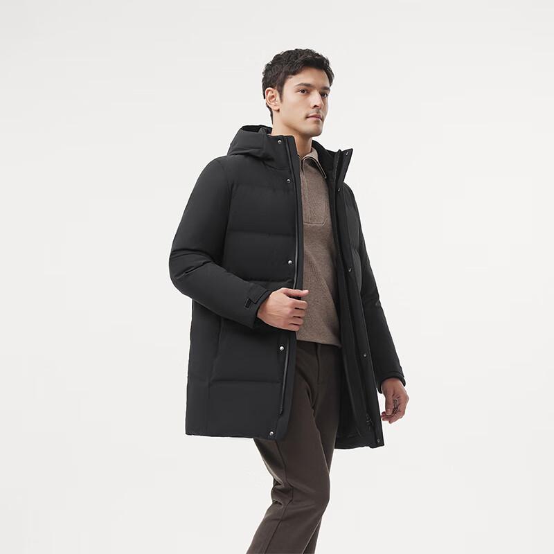 Tanboer Men's Business Mid-Length Hooded Goose Down Winter Coat 520597A