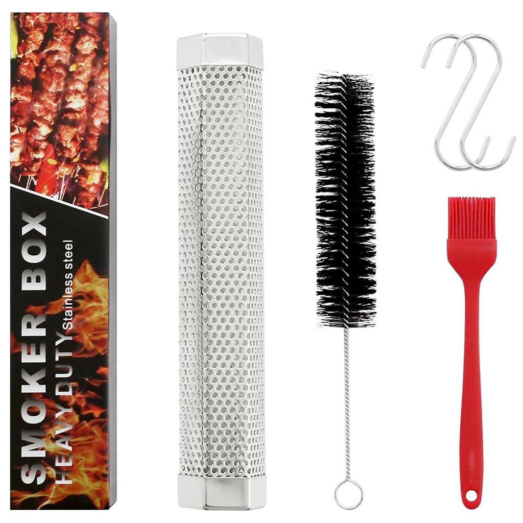 Шестигранная трубка для копчения из нержавеющей стали для гриля BBQ, 12 дюймов, портативный генератор дыма для всех древесных пеллет