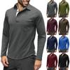 Men's Spring And Autumn Solid Color T-shirt Lapel 3 Button Open Placket Button Long Sleeved Top