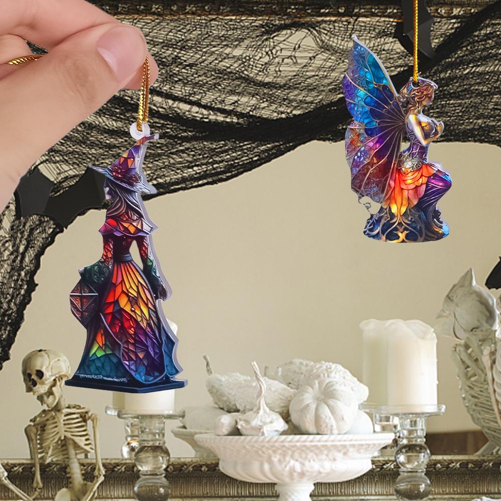 Halloween Witch Car Pendant Rearview Mirror Hanging Decoration Doll DIY Ornaments for Party Haunted House Decorate Props