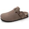 Fashion Smile New Genuine Suede Men Mules Soft Cork Footbed Clogs Men Comfort Potato Shoes Women Clogs With Arch Support Beach Sandals