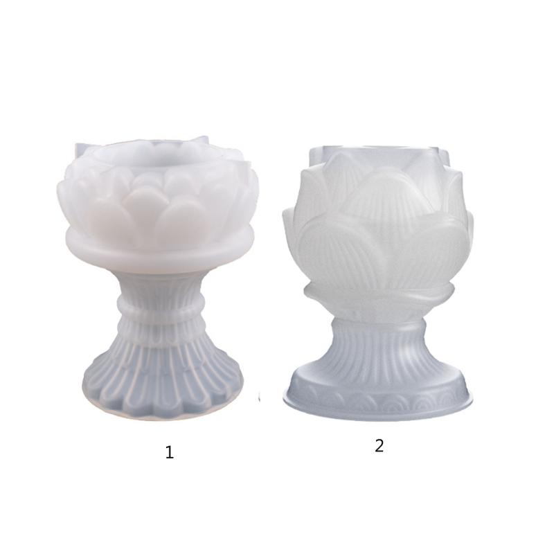 Lotus Mirror Candle Holder Resin Molds Tray Silicone Molds for Resin Epoxy Casting Mold for DIY Candlestick Jewelry