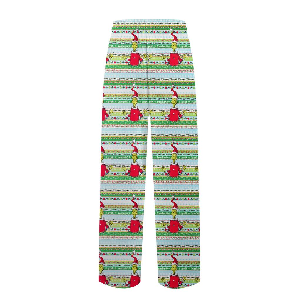 Men's Knitted Fashionable Printed Pocket Casual Pants Pajama Pants