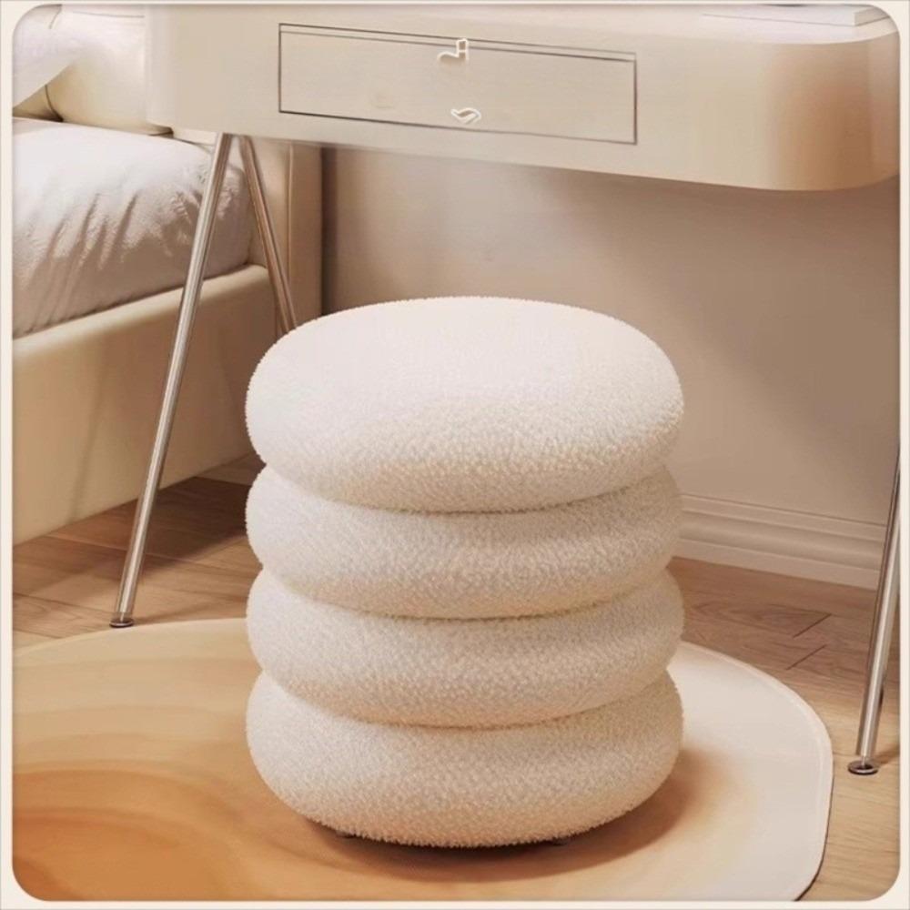 Кремовый стиль Бытовой маленький табурет Домашняя мебель Круглый табурет Минималистичный низкий табурет Дом