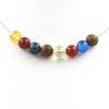 Stones and Minerals. Wooden Bead Necklace + Red Agate + Blue Banded Agate + 8 Mm Citrine Stainless Steel Chain.