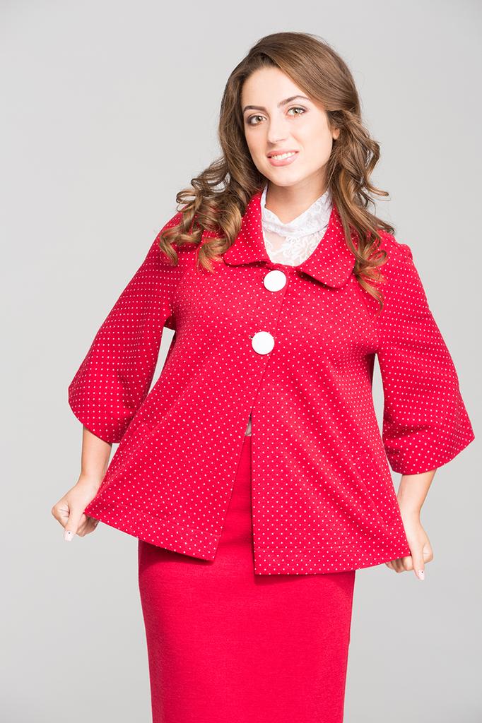 Жакет в горошек свободной модели без подкладки