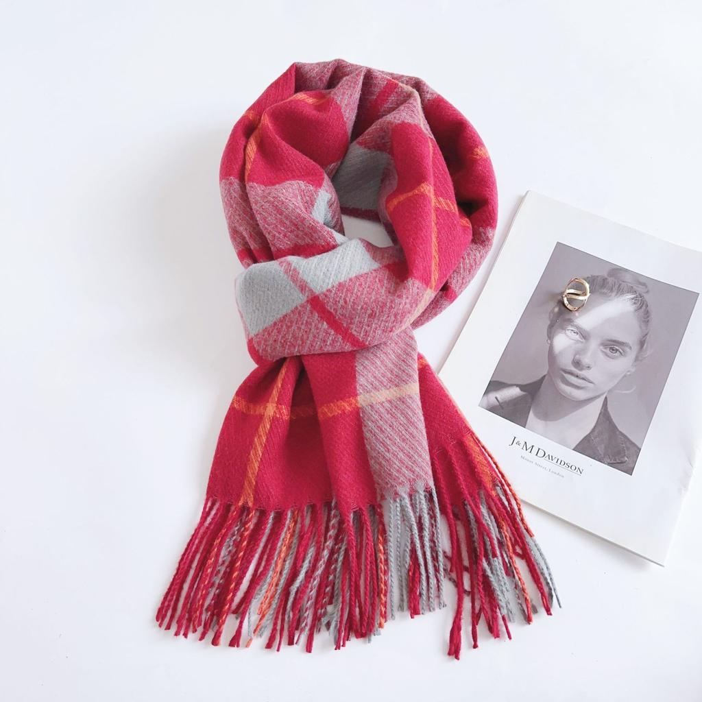 Зимняя новая высококачественная имитация кашемира с крупной сеткой, универсальная теплая толстая студенческая шаль для женщин 2024 года