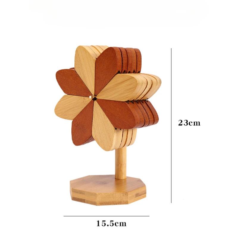 Деревянные подставки под тарелки, набор кухонных салфеток, противоожоговые изоляционные коврики в форме ветряной мельницы, термостойкие подставки под стол, коврики для горячей плиты