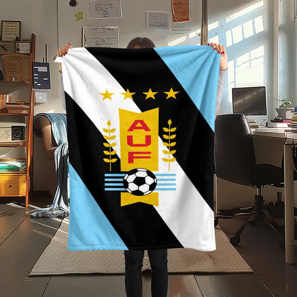 1Pc AUF Logo Uruguay Print Flannel Blanket High Quality Warm Comfortable Cover for All Seasons Perfect for Gifts Home Decor