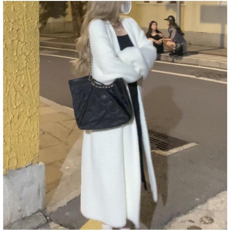 Большая версия мягкого ворсистого трикотажного кардигана из искусственной норки, осень-зима, свободного и ленивого стиля фэн-шуй, длинная куртка из флиса норки для женщин