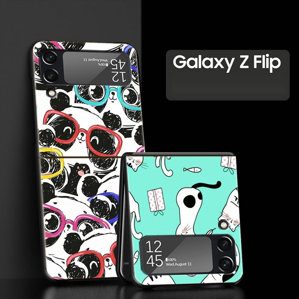 Роскошный подарочный чехол для телефона Samsung Galaxy Z Flip 4 Fold Hard PC Shell для Samsung Z Flip 3 5G Cover Fashion Cute Cat Aesthetics