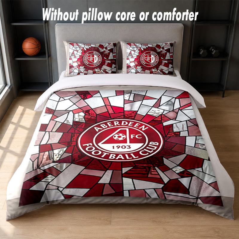 Aberdeen FC Design Bed Bedding Set 1 Duvet Cover + 2 Pillowcases Soft Breathable Household Bed Linens