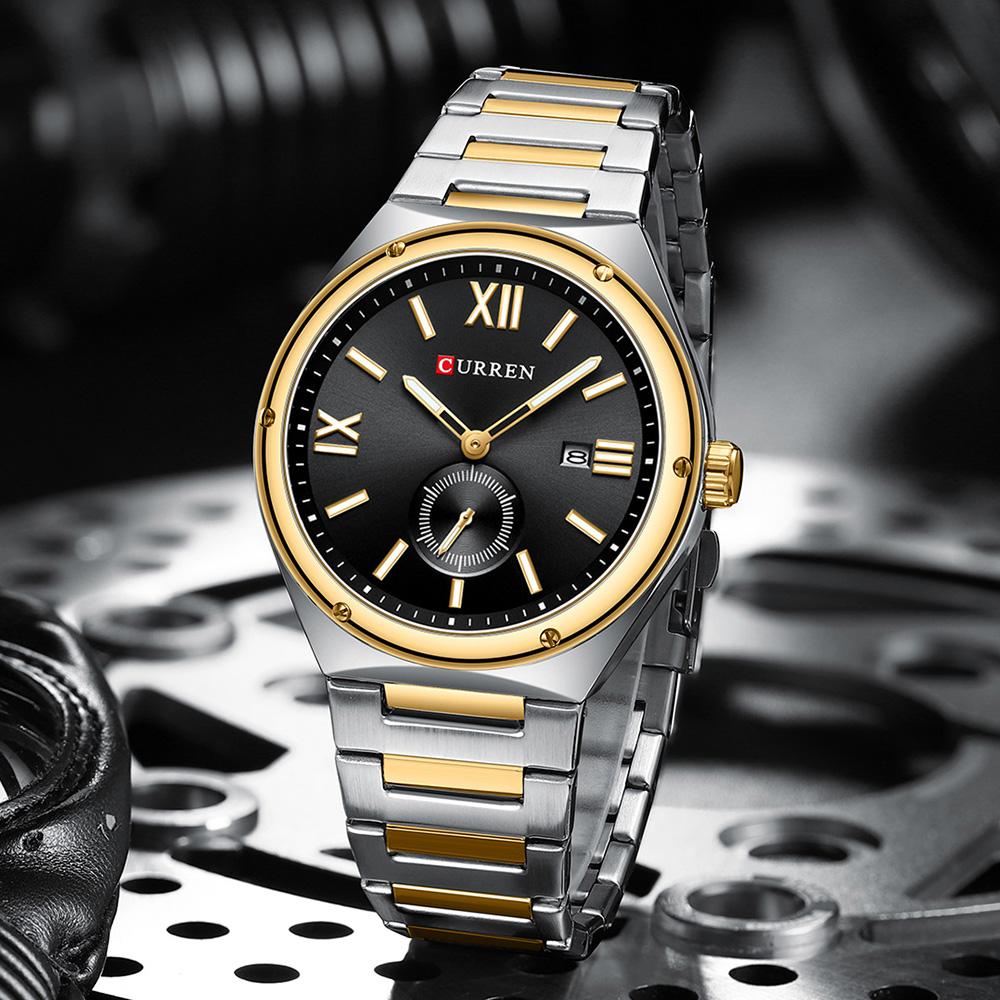 CURREN Роскошные часы Бизнес Водонепроницаемые Мужские часы Светящиеся Дата Нержавеющая сталь Квадратные Кварцевые Мужские часы Повседневные Бизнес Наручные часы