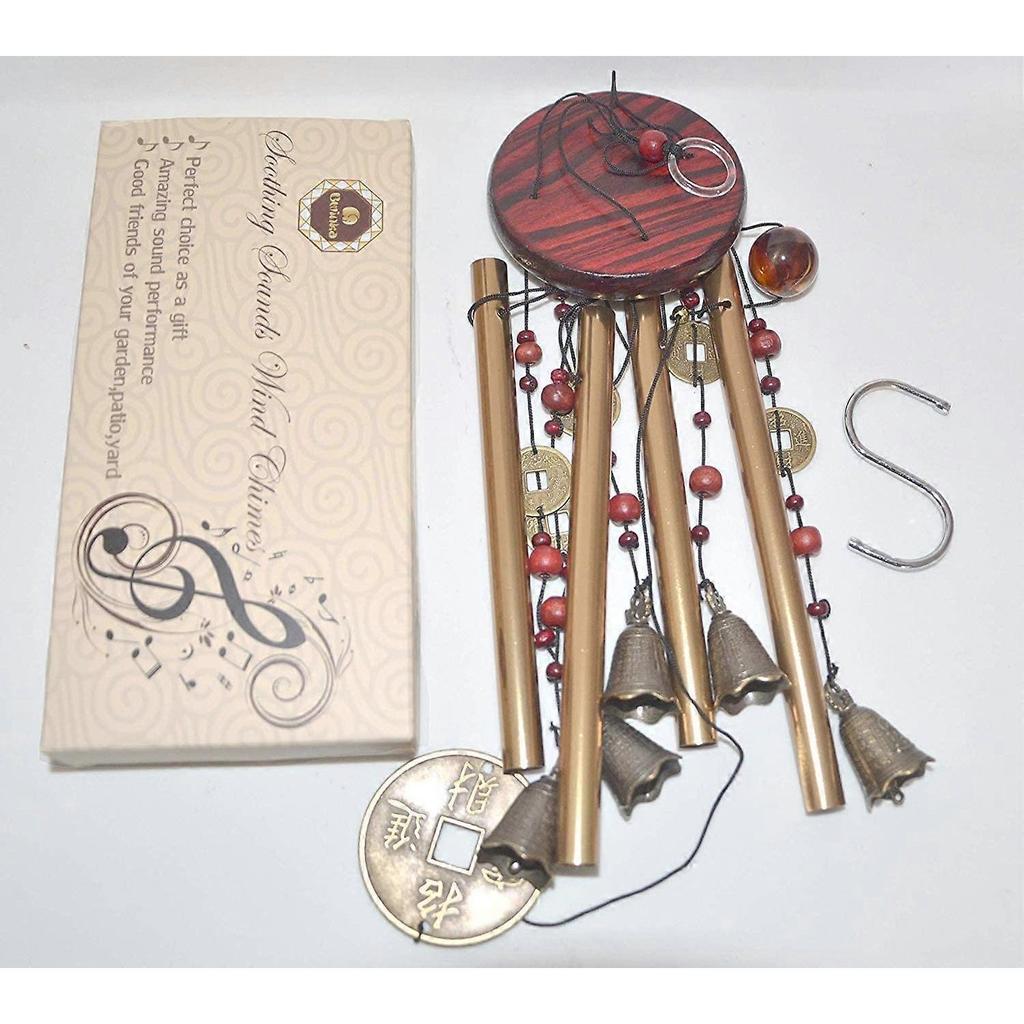 Chinese Traditional Amazing 4 Tubes 5 Bells Bronze Yard Garden Outdoor Living Wind Chimes