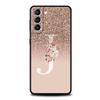 Чехол для телефона с розовой буквой, блестящий, для Samsung Galaxy S26 Ultra S25 Plus S24 FE S23 S22 5G S21 S20, черный, мягкий